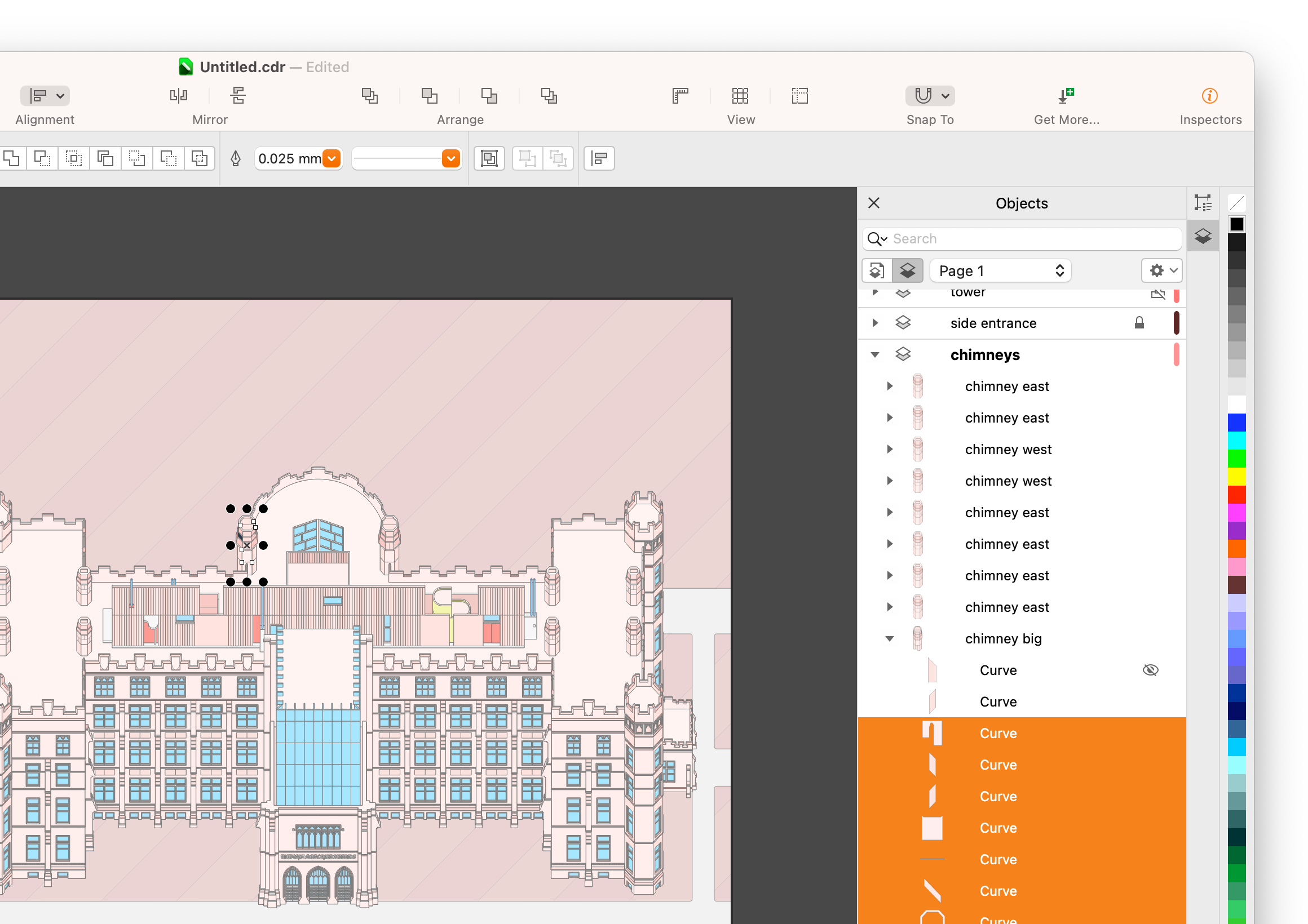 Detail of new Objects panel on macOS.